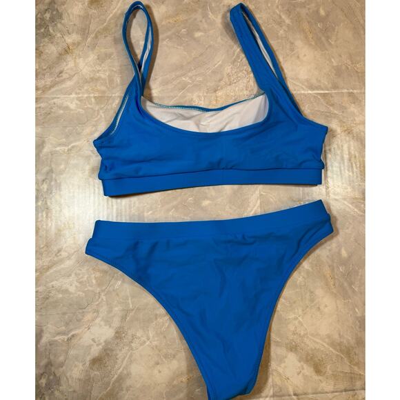 NWOT Bright Blue Scoop Neck Bikini Set – Medium | Sporty Two-Piece Swimsuit - Picture 2 of 8